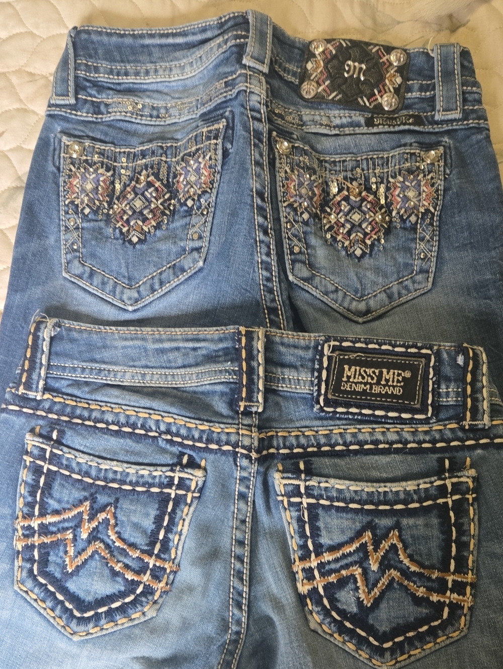 Miss Me Blue Embroidered Women's Jeans